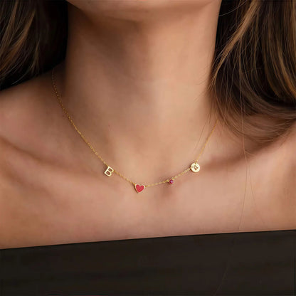 Collar Personalizado con Inicial y Piedra Zodiacal