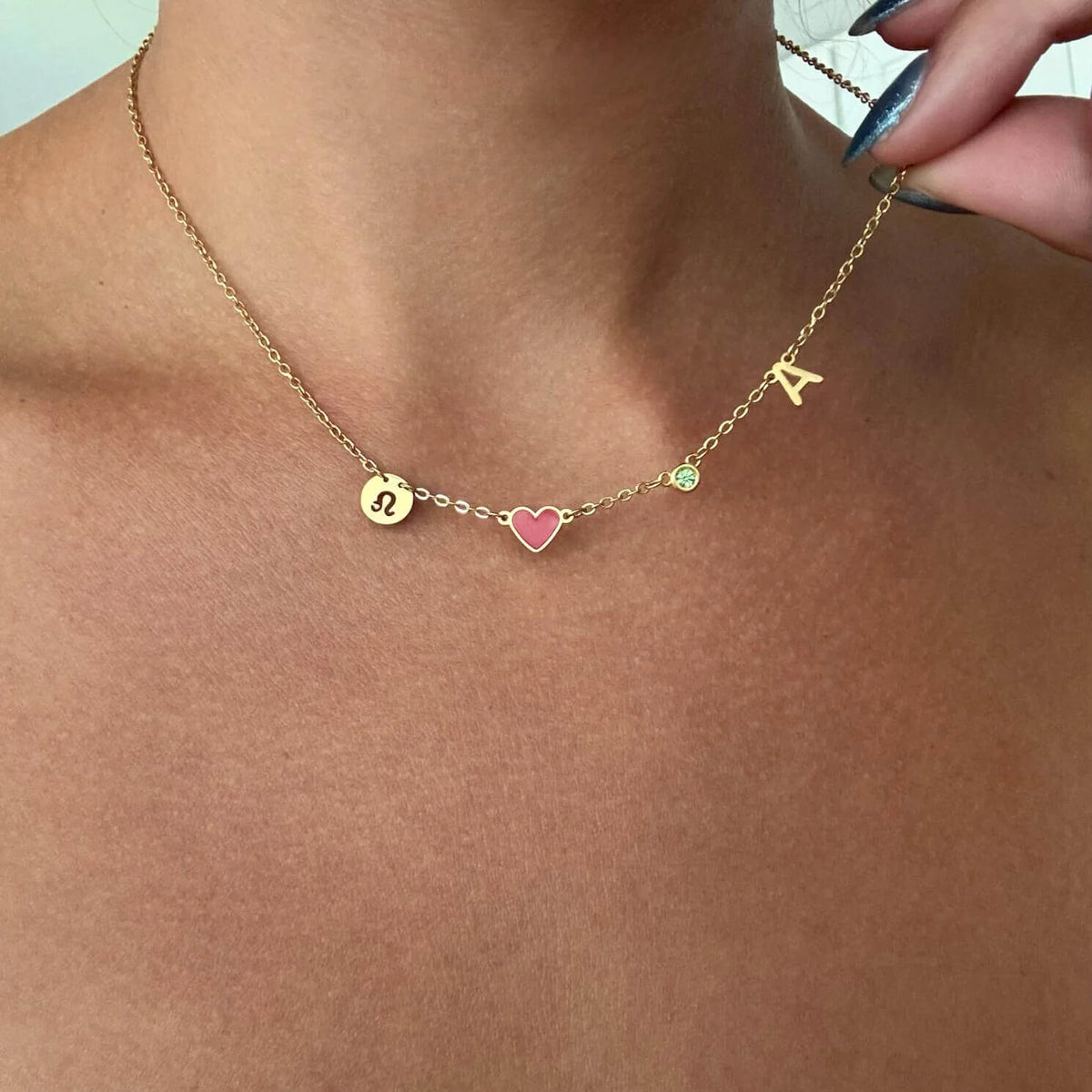 Collar Personalizado con Inicial y Piedra Zodiacal