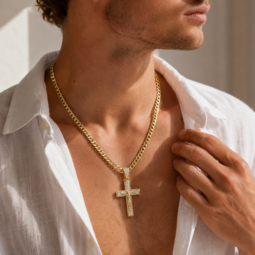 Cadena con Cruz de Oro de 14K